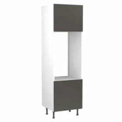 Kitchen Kit Slab 600mm Tall Double Oven Housing - Super Gloss - Graphite - Flatpacked - FKKF0421