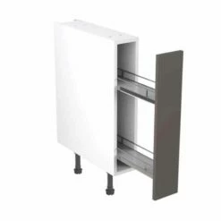 Kitchen Kit Slab 150mm Pull Out Base Cabinet - Super Gloss - Graphite - Flatpacked - FKKF0451