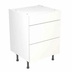 Kitchen Kit Slab 600mm 3 Drawer Base Cabinet - Ultra Matt - White - Latpacked - FKKF0506