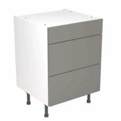 Kitchen Kit Slab 600mm 3 Drawer Base Cabinet - Ultra Matt - Dust Grey - Flatpacked - FKKF0806