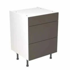 Kitchen Kit Slab 600mm 3 Drawer Base Cabinet - Ultra Matt - Graphite - Flatpacked - FKKF0906