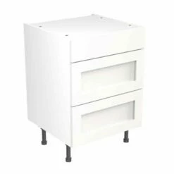 Kitchen Kit Shaker 600mm 3 Drawer Base Cabinet - Ultra Matt - White - Flatpacked - FKKH0506