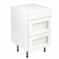 Kitchen Kit Shaker 500mm 3 Drawer Base Cabinet - Ultra Matt - White - Flatpacked - FKKH0541