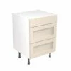 Kitchen Kit Shaker 600mm 3 Drawer Base Cabinet - Ultra Matt - Cashmere - Flatpacked - FKKH0606