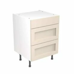 Kitchen Kit Shaker 600mm 3 Drawer Base Cabinet - Ultra Matt - Cashmere - Flatpacked - FKKH0606