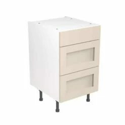 Kitchen Kit Shaker 500mm 3 Drawer Base Cabinet - Ultra Matt - Cashmere - Flatpacked - FKKH0641