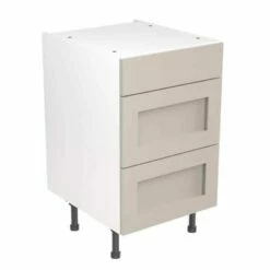 Kitchen Kit Shaker 500mm 3 Drawer Base Cabinet - Ultra Matt - Light Grey - Flatpacked - FKKH0741