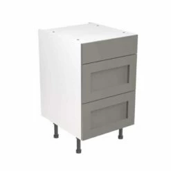 Kitchen Kit Shaker 500mm 3 Drawer Base Cabinet - Ultra Matt - Dust Grey - Flatpacked - FKKH0841