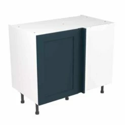 Kitchen Kit Shaker 1000mm Blind Corner Base Cabinet - Ultra Matt - Indigo Blue - Flatpacked - FKKH1309