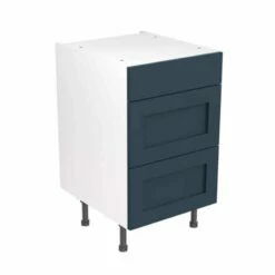 Kitchen Kit Shaker 500mm 3 Drawer Base Cabinet - Ultra Matt - Indigo Blue - Flatpacked - FKKH1341