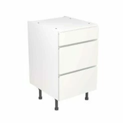 Kitchen Kit J-Pull 500mm 3 Drawer Base Cabinet - Super Gloss - White - Flatpacked - FKKJ0041