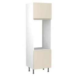 Kitchen Kit J-Pull 600mm Tall Double Oven Housing - Super Gloss - Cashmere - Flatpacked - FKKJ0121
