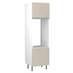 Kitchen Kit J-Pull 600mm Tall Double Oven Housing - Super Gloss - Light Grey - Flatpacked - FKKJ0221