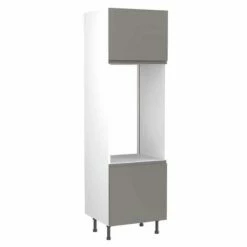 Kitchen Kit J-Pull 600mm Tall Double Oven Housing - Super Gloss - Dust Grey - Flatpacked - FKKJ0321