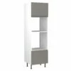 Kitchen Kit J-Pull 600mm Tall Oven & Microwave Housing - Super Gloss - Dust Grey - Flatpacked - FKKJ0332