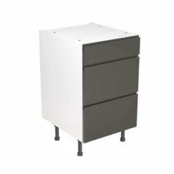 Kitchen Kit J-Pull 500mm 3 Drawer Base Cabinet - Super Gloss - Graphite - Flatpacked - FKKJ0441