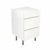 Kitchen Kit J-Pull 500mm 3 Drawer Base Cabinet - Ultra Matt - White - Flatpacked - FKKJ0541