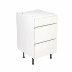 Kitchen Kit J-Pull 500mm 3 Drawer Base Cabinet - Ultra Matt - White - Flatpacked - FKKJ0541