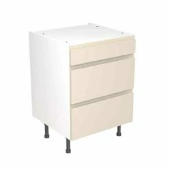 Kitchen Kit J-Pull 600mm 3 Drawer Base Cabinet - Ultra Matt - Cashmere - Flatpacked - FKKJ0606