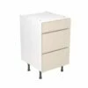 Kitchen Kit J-Pull 500mm 3 Drawer Base Cabinet - Ultra Matt - Cashmere - Flatpacked - FKKJ0641