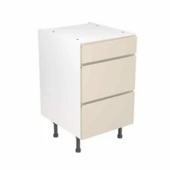 Kitchen Kit J-Pull 500mm 3 Drawer Base Cabinet - Ultra Matt - Cashmere - Flatpacked - FKKJ0641