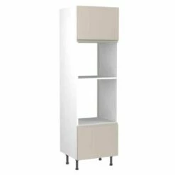 Kitchen Kit J-Pull 600mm Tall Oven & Microwave Housing - Ultra Matt - Light Grey - Flatpacked - FKKJ0732