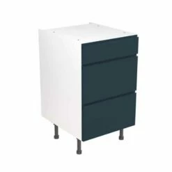 Kitchen Kit J-Pull 500mm 3 Drawer Base Cabinet - Ultra Matt - Indigo Blue - Flatpacked - FKKJ1341