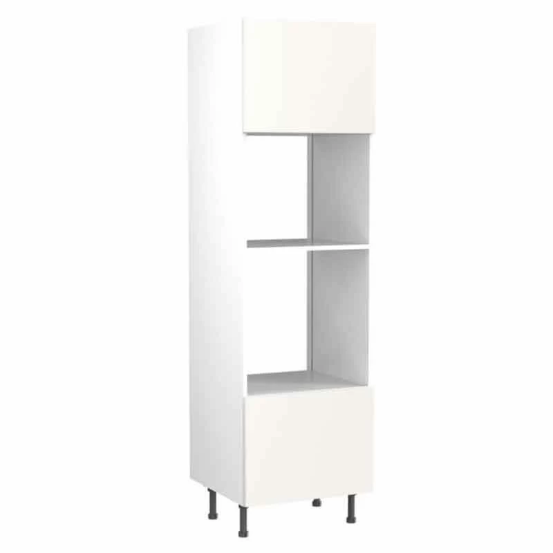 Kitchen Kit Value Slab 600mm Tall Oven & Microwave Housing - Standard Matt - White - Flatpacked - FKKM1032