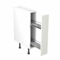 Kitchen Kit Value Slab 150mm Pull Out Base Cabinet - Standard Matt - White - Flatpacked - FKKM1051