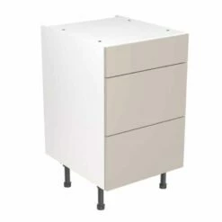 Kitchen Kit Value Slab 500mm 3 Drawer Base Cabinet - Standard Matt - Light Grey - Flatpacked - FKKM1241
