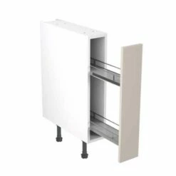 Kitchen Kit Value Slab 150mm Pull Out Base Cabinet - Standard Matt - Light Grey - Flatpacked - FKKM1251