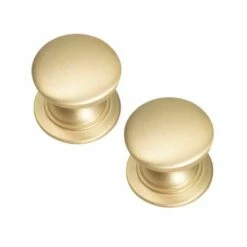 Kitchen Kit 32 Windsor Knob Kitchen Cabinet Handles - Pack Of 2 - Satin Brass - KKHAND9
