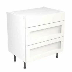 Kitchen Kit Rigid Shaker 800mm 3 Drawer Base Cabinet - Ultra Matt - White - Pre-Assembled - RKKH0507
