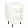 Kitchen Kit Rigid Shaker 500mm 3 Drawer Base Cabinet - Ultra Matt - White - Pre-Assembled - RKKH0541