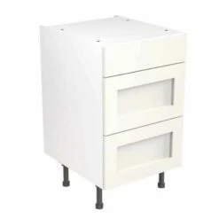 Kitchen Kit Rigid Shaker 500mm 3 Drawer Base Cabinet - Ultra Matt - White - Pre-Assembled - RKKH0541