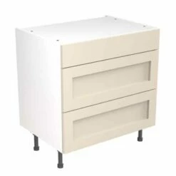 Kitchen Kit Rigid Shaker 800mm 3 Drawer Base Cabinet - Ultra Matt - Cashmere - Pre-Assembled - RKKH0607