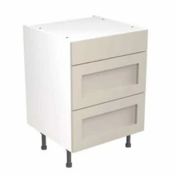 Kitchen Kit Rigid Shaker 600mm 3 Drawer Base Cabinet - Ultra Matt - Light Grey - Pre-Assembled - RKKH0706