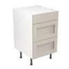 Kitchen Kit Rigid Shaker 500mm 3 Drawer Base Cabinet - Ultra Matt - Light Grey - Pre-Assembled - RKKH0741