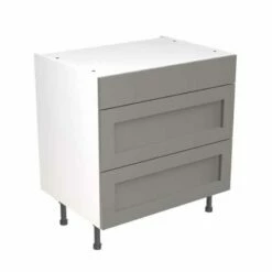 Kitchen Kit Rigid Shaker 800mm 3 Drawer Base Cabinet - Ultra Matt - Dust Grey - Pre-Assembled - RKKH0807