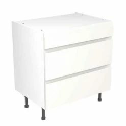 Kitchen Kit Rigid J-Pull 800mm 3 Drawer Base Cabinet - Super Gloss - White - Pre-Assembled - RKKJ0007