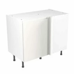 Kitchen Kit Rigid J-Pull 1000mm Blind Corner Base Cabinet - Super Gloss - White - Pre-Assembled - RKKJ0009
