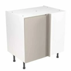 Kitchen Kit Rigid J-Pull 800mm Blind Corner Base Cabinet - Super Gloss - Light Grey - Pre-Assembled - RKKJ0237