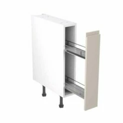 Kitchen Kit Rigid J-Pull 150mm Pull Out Base Cabinet - Super Gloss - Light Grey - Pre-Assembled - RKKJ0251
