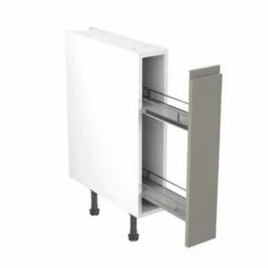 Kitchen Kit Rigid J-Pull 150mm Pull Out Base Cabinet - Super Gloss - Dust Grey - Pre-Assembled - RKKJ0351