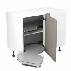 Kitchen Kit Rigid J-Pull 1000mm Blind Corner Base Cabinet With Pull Out Left Cabinet - Super Gloss - Dust Grey - Pre-Assembled - RKKJ0356