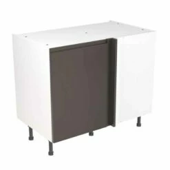 Kitchen Kit Rigid J-Pull 1000mm Blind Corner Base Cabinet - Super Gloss - Graphite - Pre-Assembled - RKKJ0409