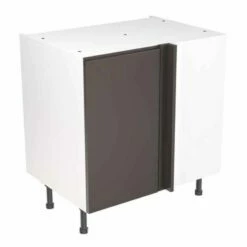 Kitchen Kit Rigid J-Pull 800mm Blind Corner Base Cabinet - Super Gloss - Graphite - Pre-Assembled - RKKJ0437