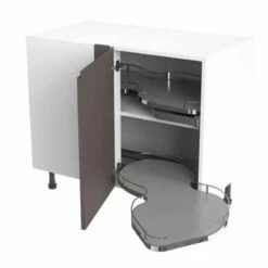 Kitchen Kit Rigid J-Pull 1000mm Blind Corner Base Cabinet With Pull Out Right Cabinet - Super Gloss - Graphite - Pre-Assembled - RKKJ0455