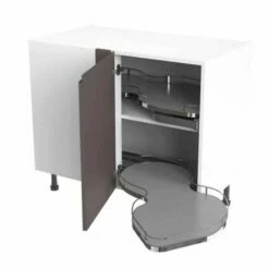Kitchen Kit Rigid J-Pull 1000mm Blind Corner Base Cabinet With Pull Out Right Cabinet - Ultra Matt - Graphite - Pre-Assembled - RKKJ0955