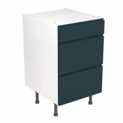 Kitchen Kit Rigid J-Pull 500mm 3 Drawer Base Cabinet - Ultra Matt - Indigo Blue - Pre-Assembled - RKKJ1341
